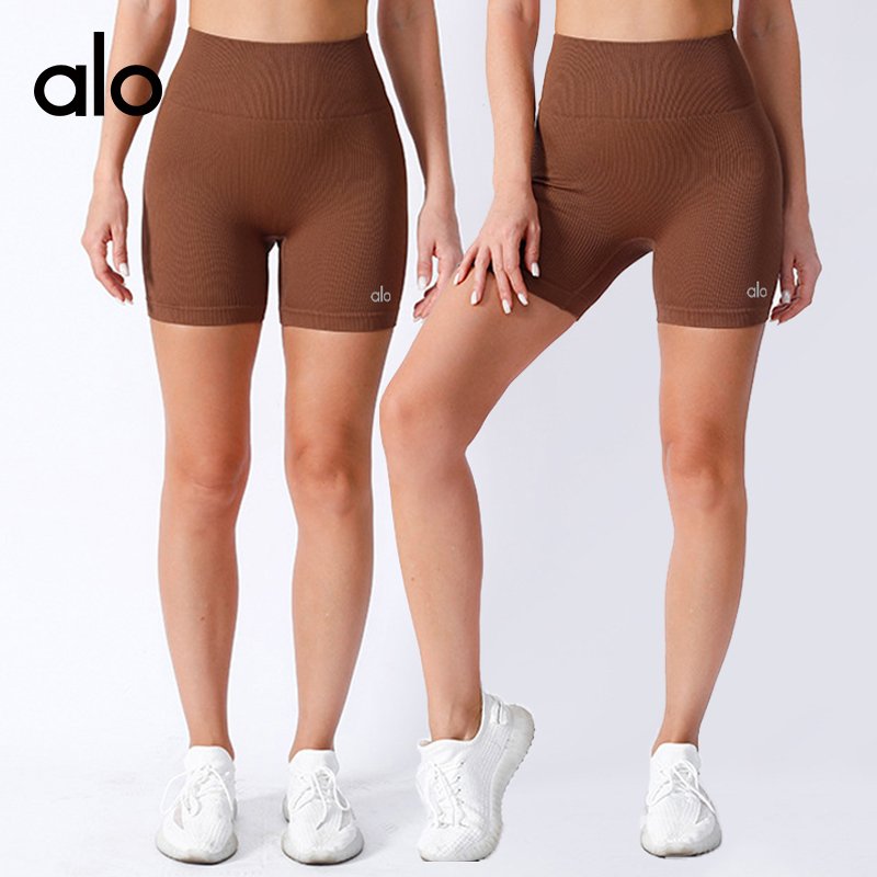 Aloyoga Threaded Yoga Shorts - Quick-drying, Seamless, Fitness-High Waist Cycling Sports Tight PantsW6040905 - Image 5