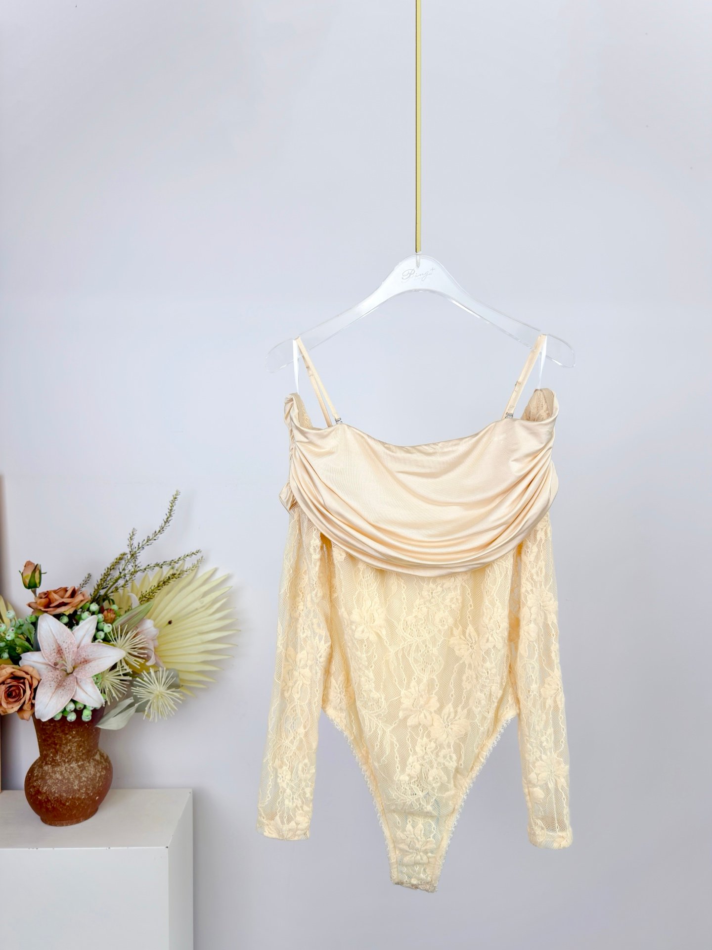 ZIMMERMANN Off-the-shoulder ruched jersey and stretch-lace bodysuit W6041301 - Image 2