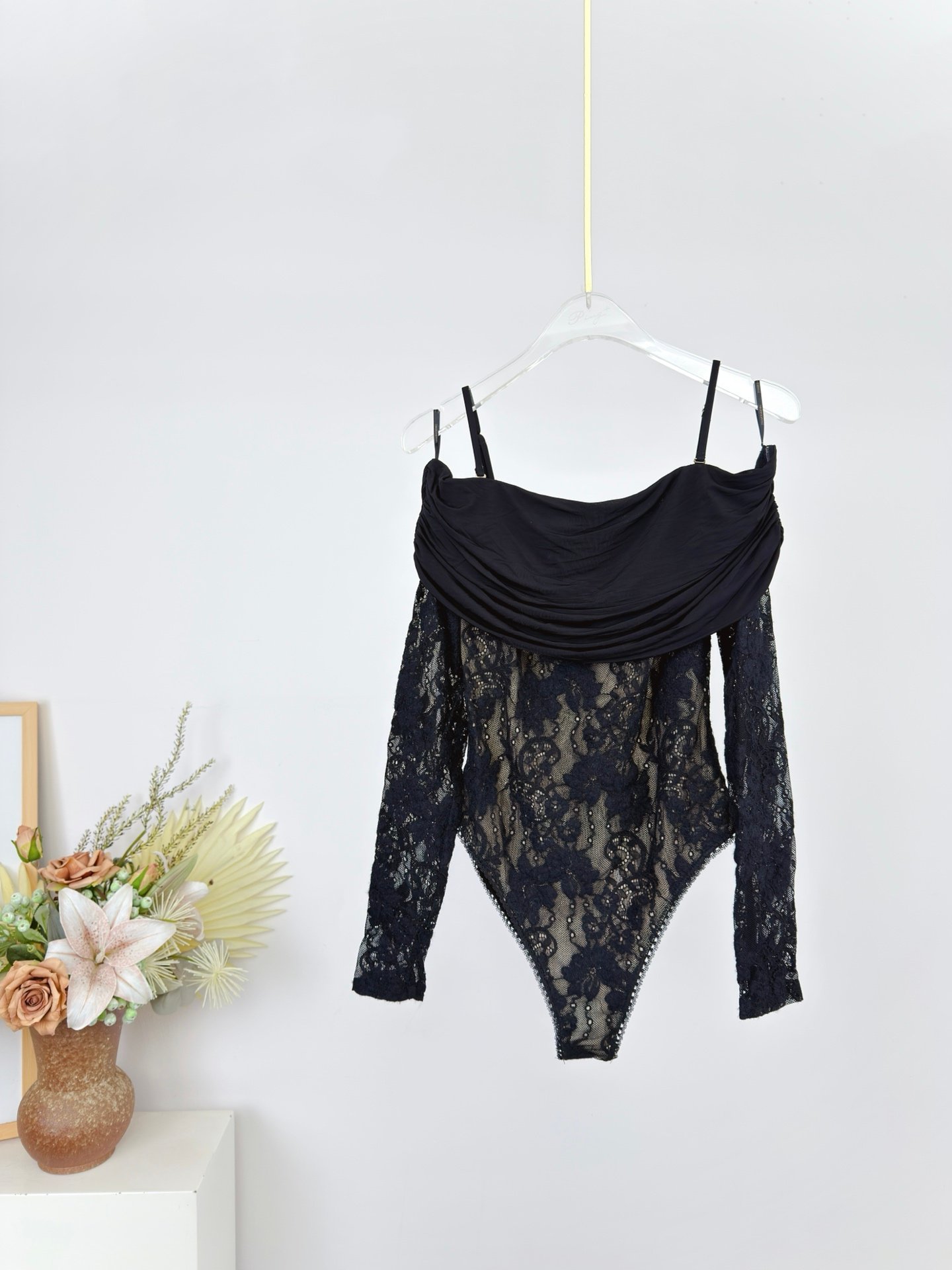 ZIMMERMANN Off-the-shoulder ruched jersey and stretch-lace bodysuit W6041301 - Image 5