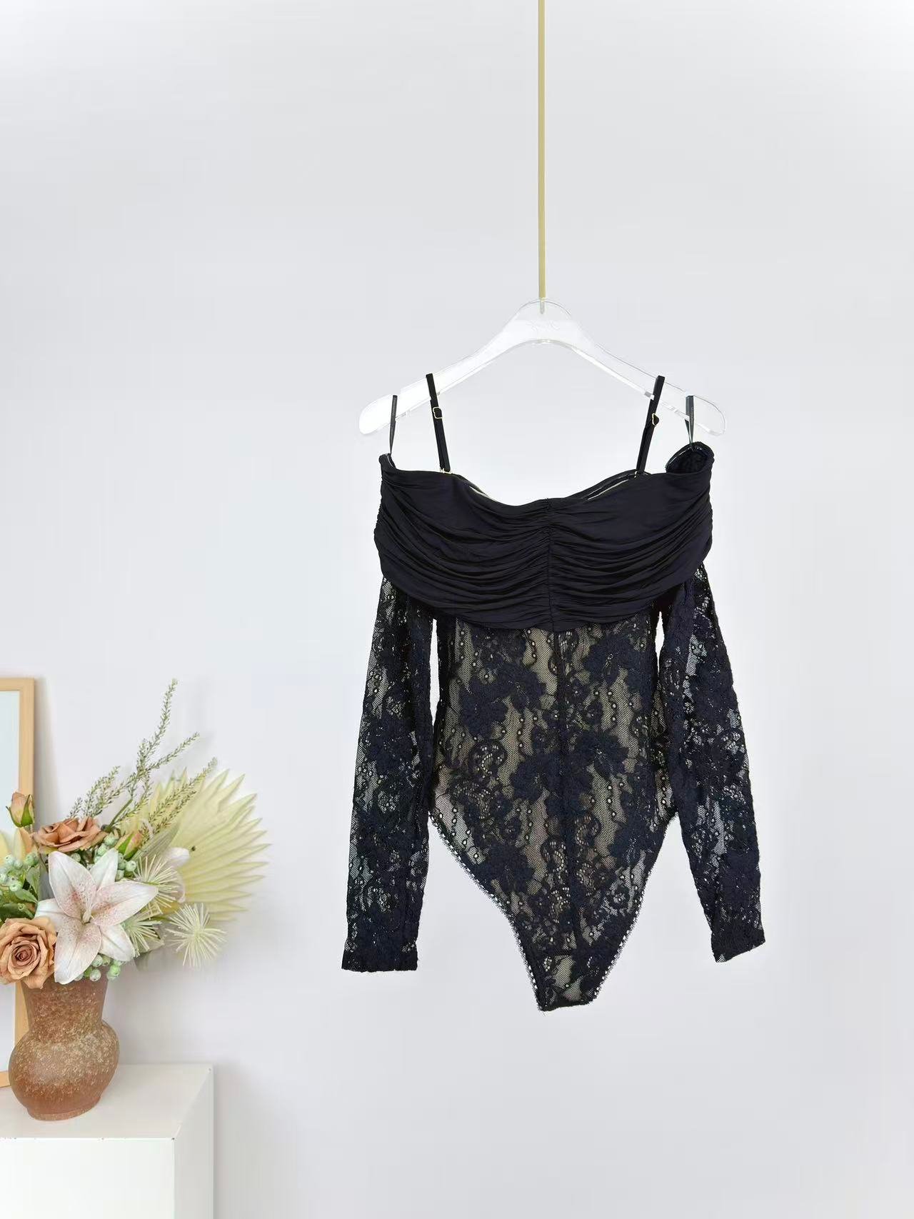 ZIMMERMANN Off-the-shoulder ruched jersey and stretch-lace bodysuit W6041301 - Image 6