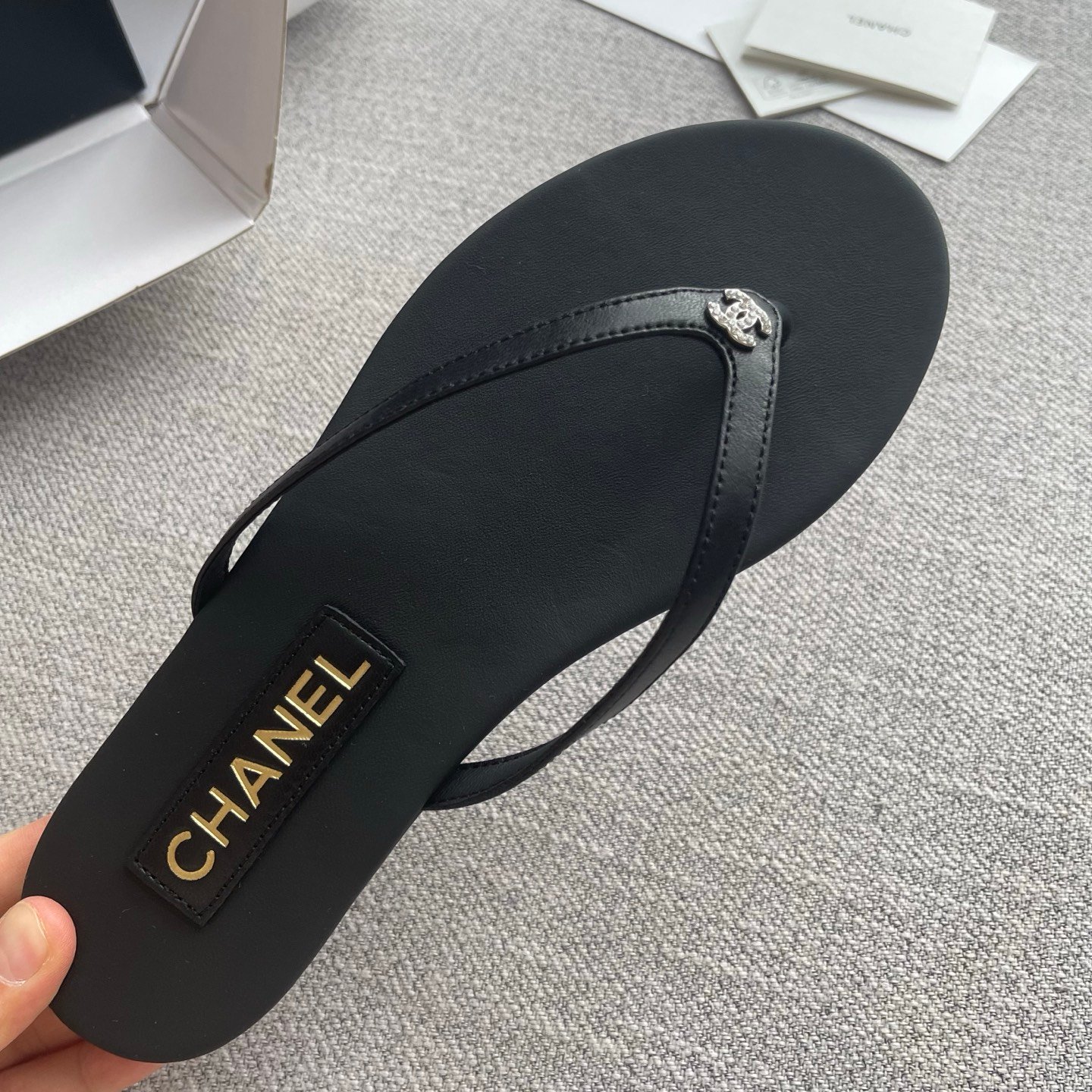 CHANEL black velvet platform sandals B6041401 - Image 3