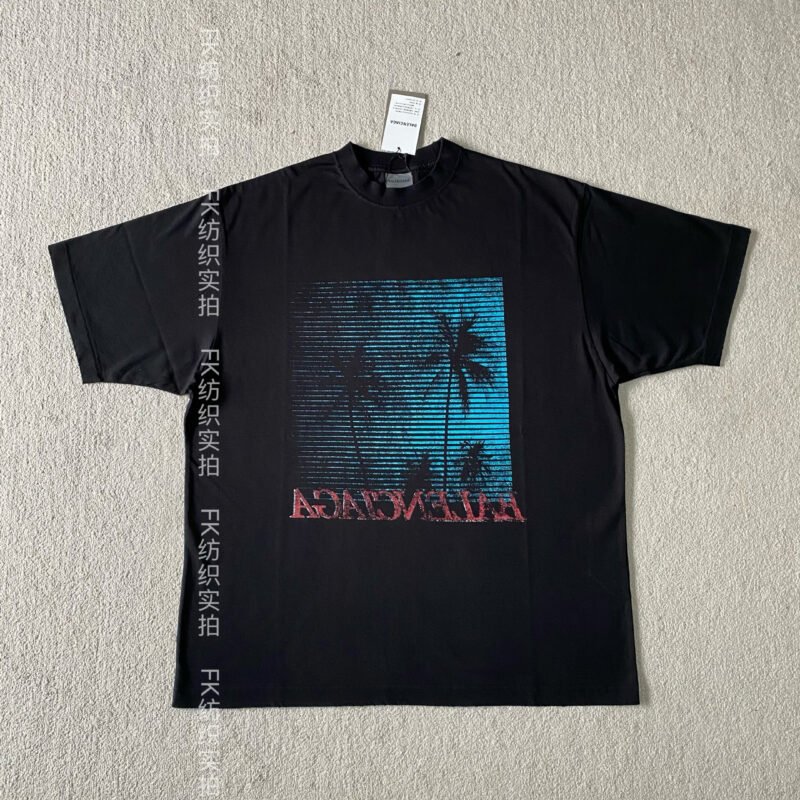 BA Black Coconut Tree Jungle Round Neck Short SleeveM6041702