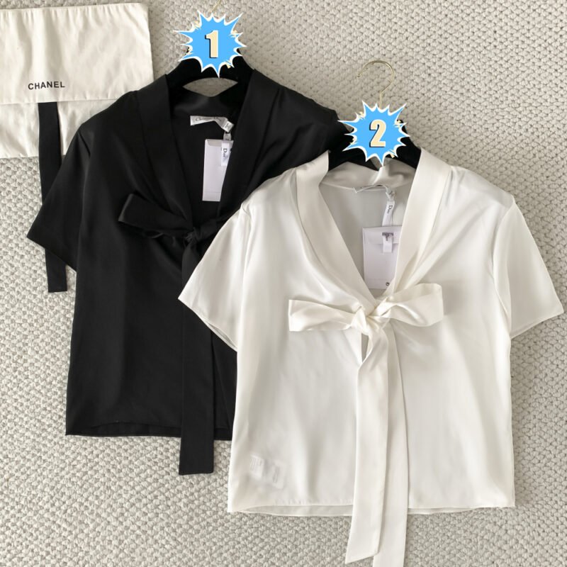 Dior Blouse with Rear Tie Silk Twill W6041702