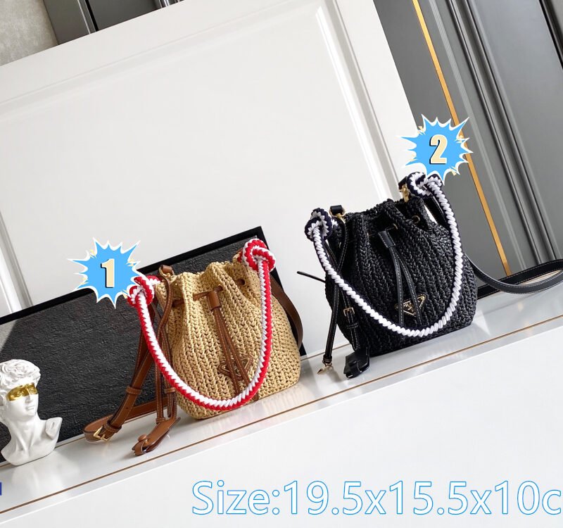 Prada Mini Crochet And Leather Bucket Bag B6042001
