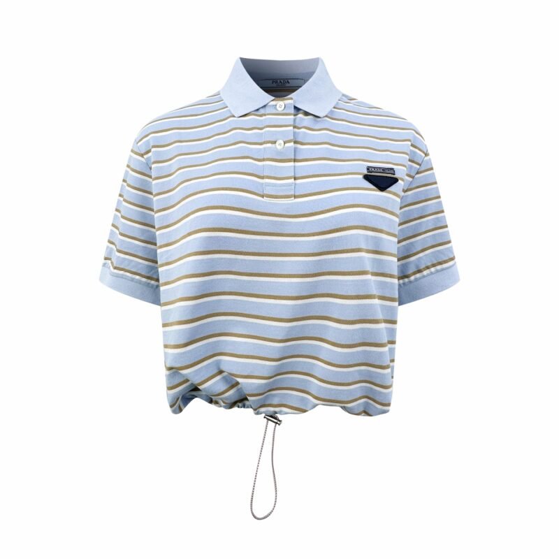 Prada Triangle Logo Striped Polo ShirtW6042102