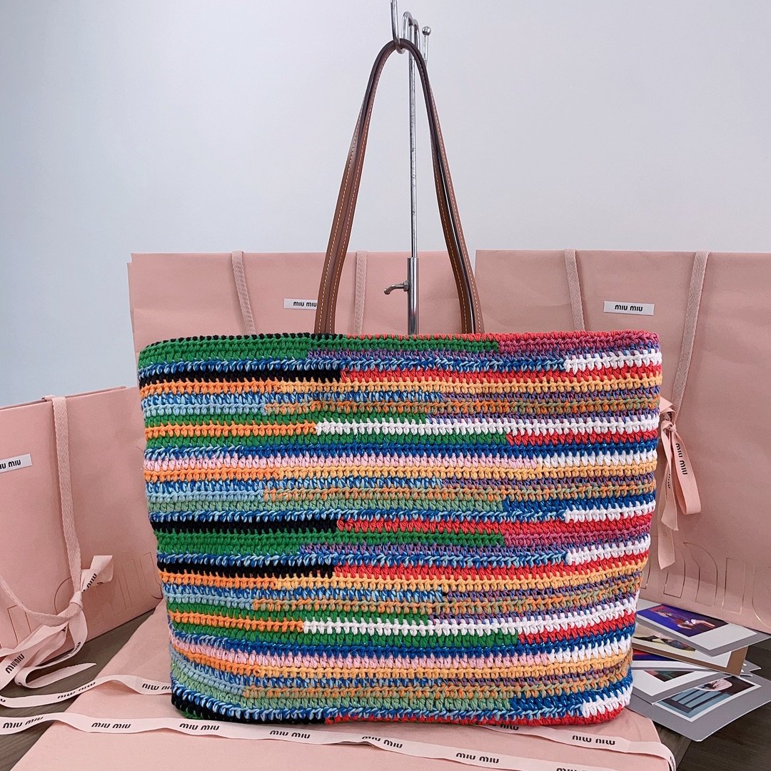 Miu Miu Multicolored Crochet Tote Bag B6042102 - Image 4