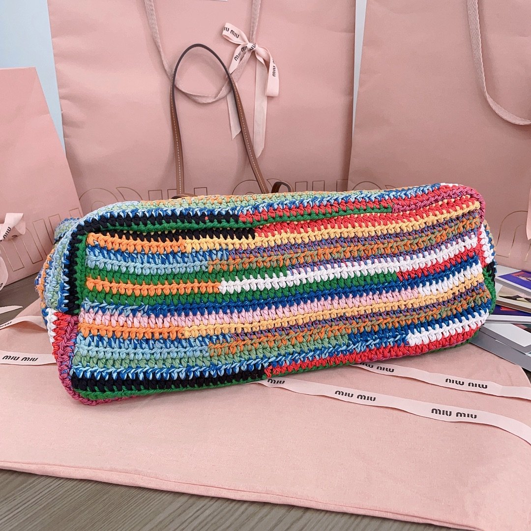 Miu Miu Multicolored Crochet Tote Bag B6042102 - Image 5