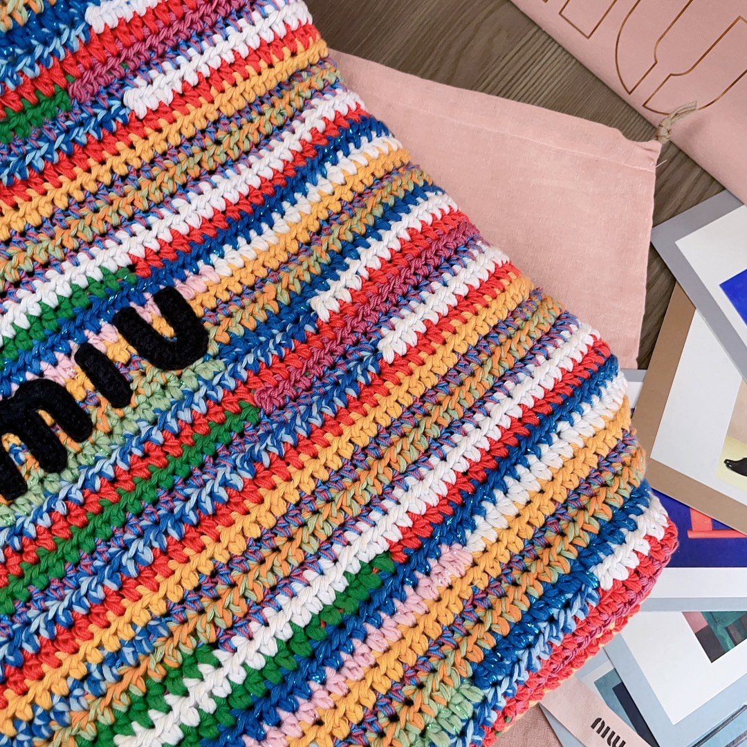 Miu Miu Multicolored Crochet Tote Bag B6042102 - Image 7