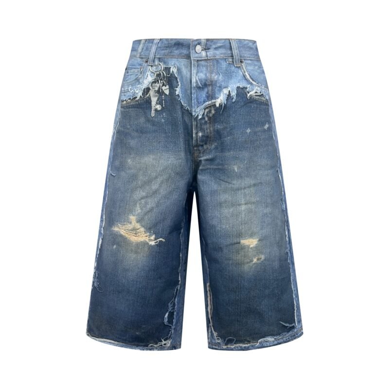 Acne Studios' misperception print-dyed distressed denim shortsM6042204