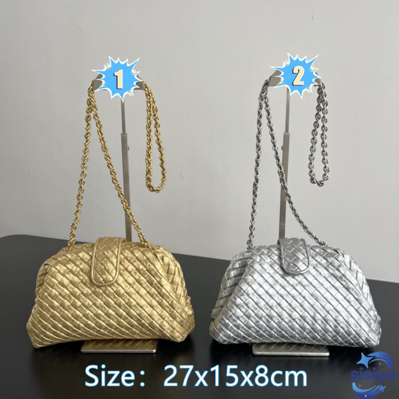 Bottega Veneta Mini Lauren 1980 Metallic Leather Clutch B6042704