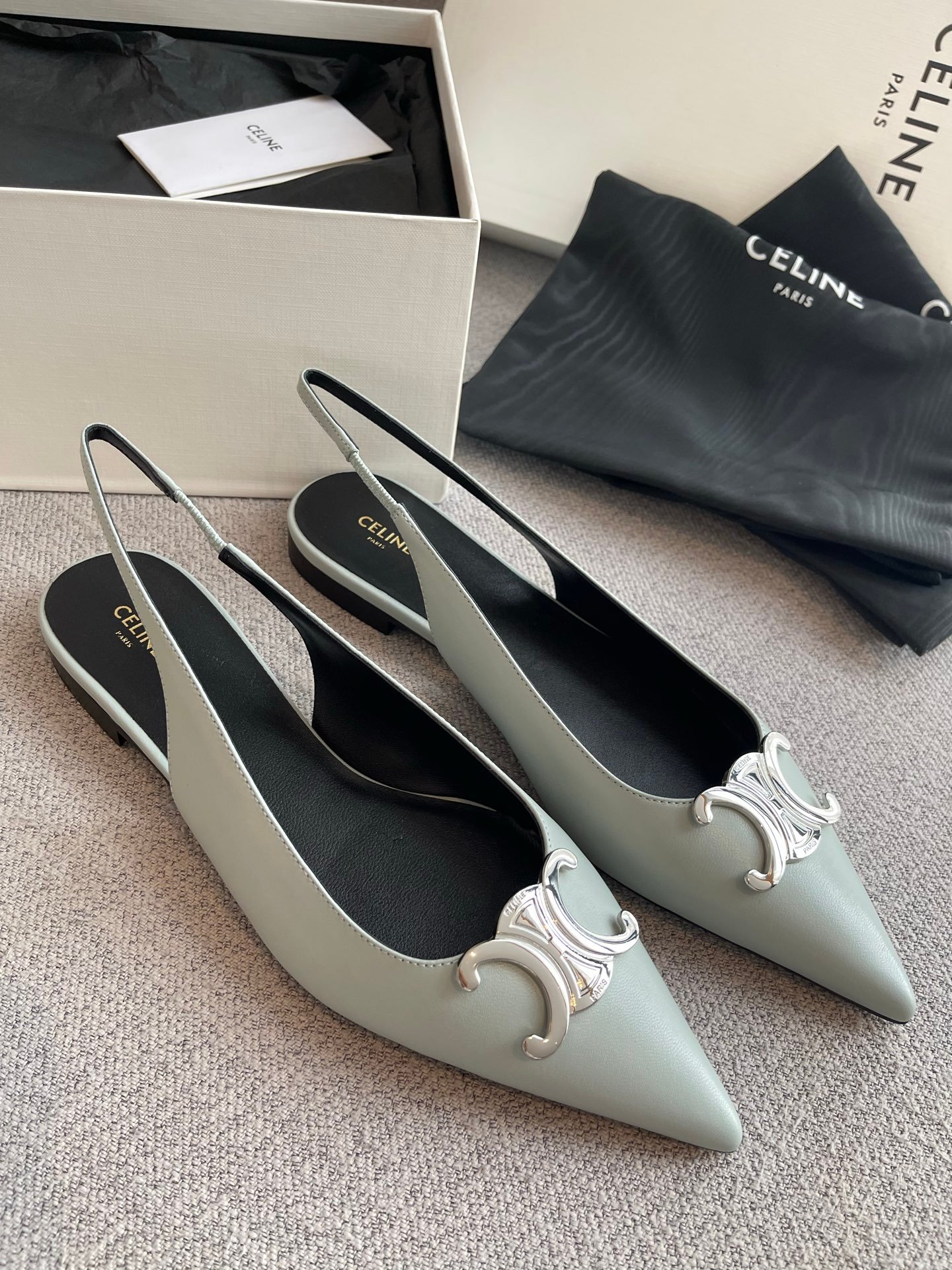 Celine Alma Triomphe Flat Strapless Shoes B6043002 - Image 3