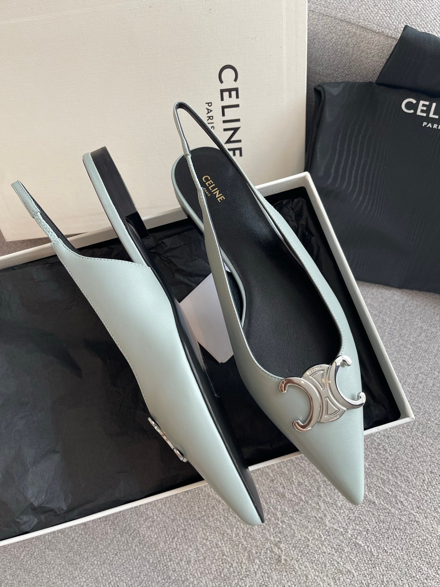 Celine Alma Triomphe Flat Strapless Shoes B6043002 - Image 4