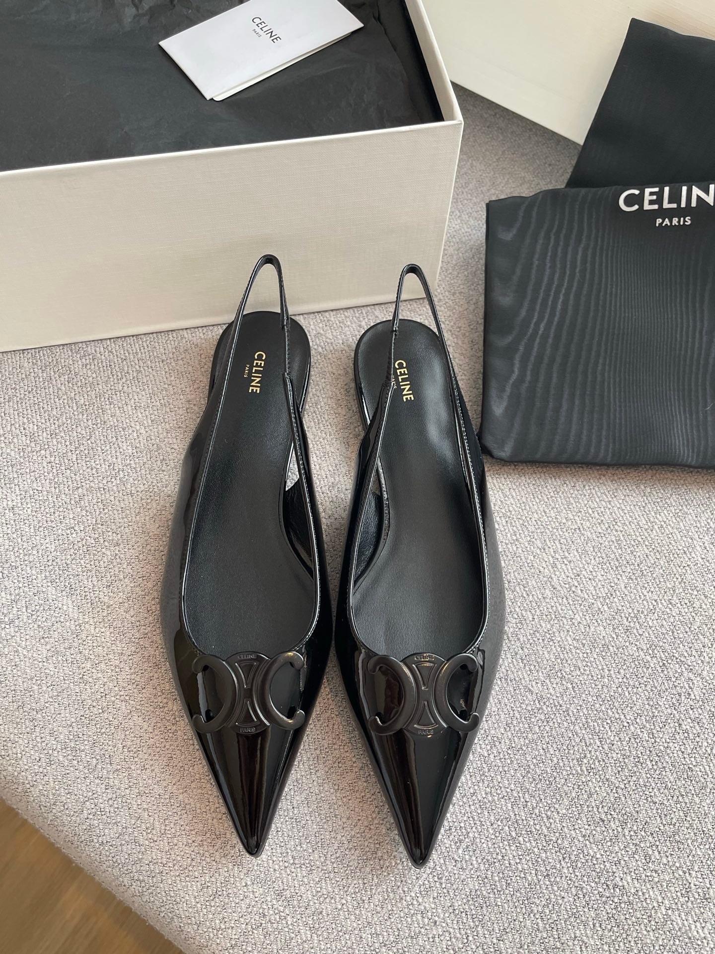 Celine Alma Triomphe Flat Strapless Shoes B6043002 - Image 5