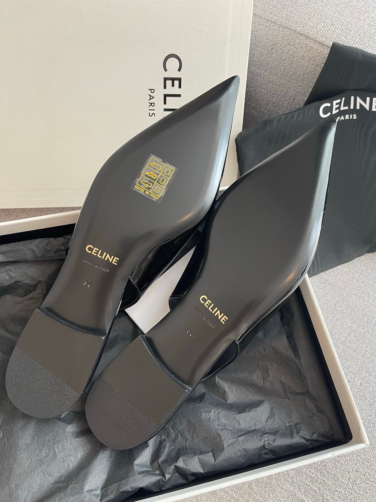 Celine Alma Triomphe Flat Strapless Shoes B6043002 - Image 7