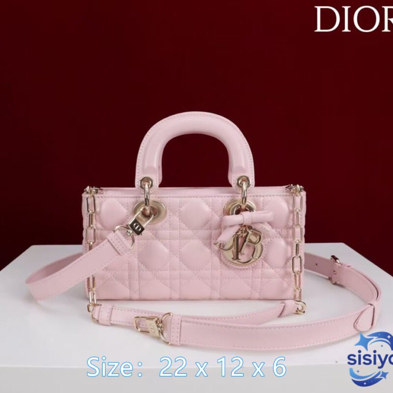 Dior handbag - Pink sheepskin with herringbone patternB6040309
