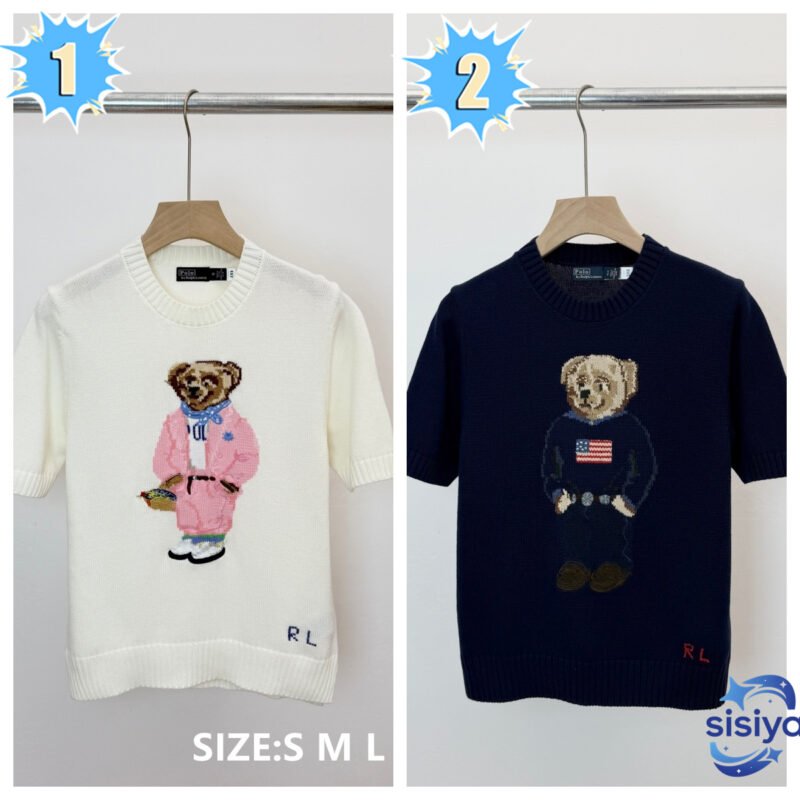 26NEW Lauren Raff Knitted  Bear Short Sleeve Shirt W6010405