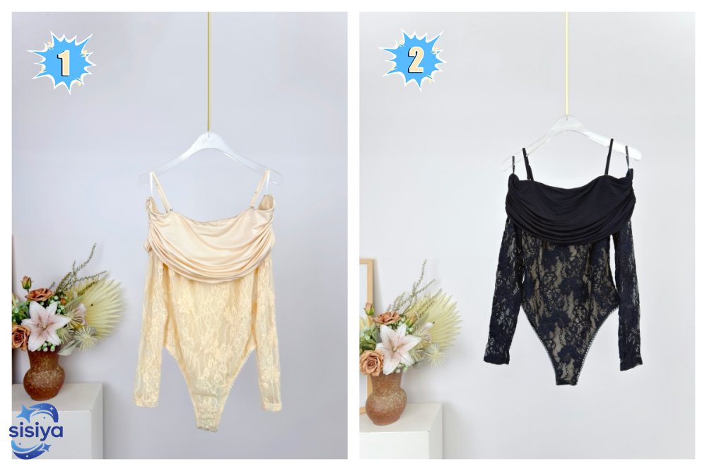 ZIMMERMANN Off-the-shoulder ruched jersey and stretch-lace bodysuit W6041301