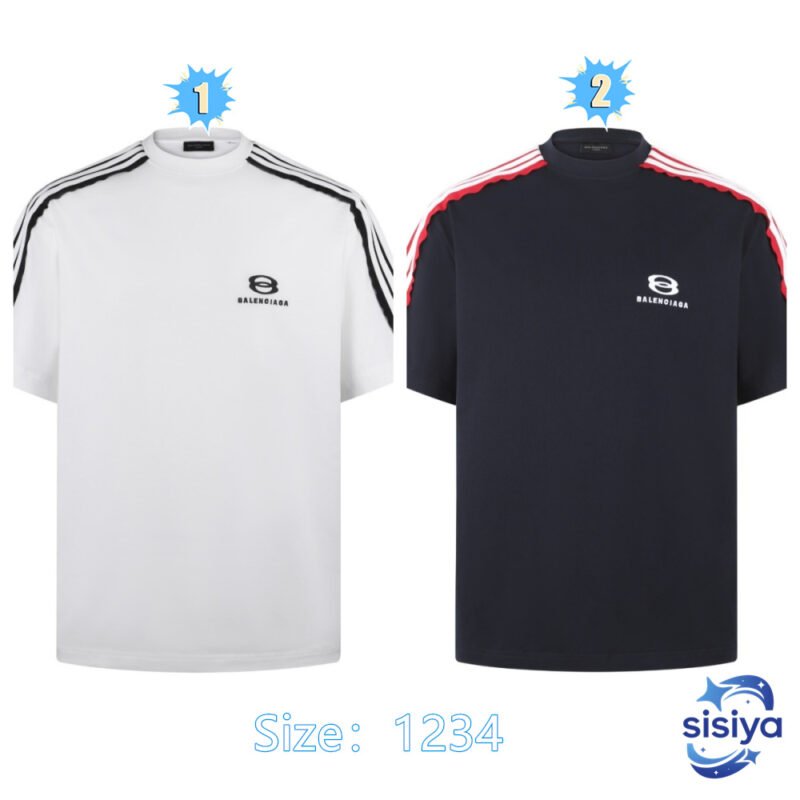 BALENCIAGA 25SS Striped Embroidered T-shirtM6042006