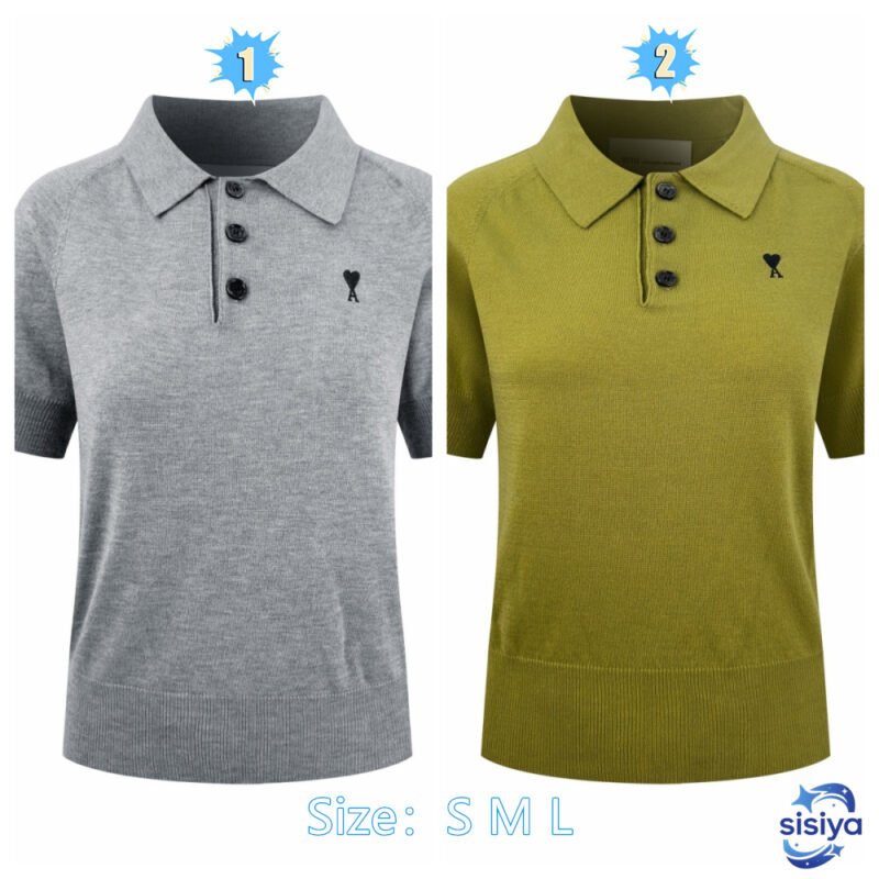 Ami Paris Love Embroidery Polo Neck Knit ShirtW6042201