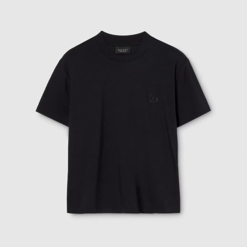 GU Black Double G Round Neck Short Sleeve Shirt M6052303