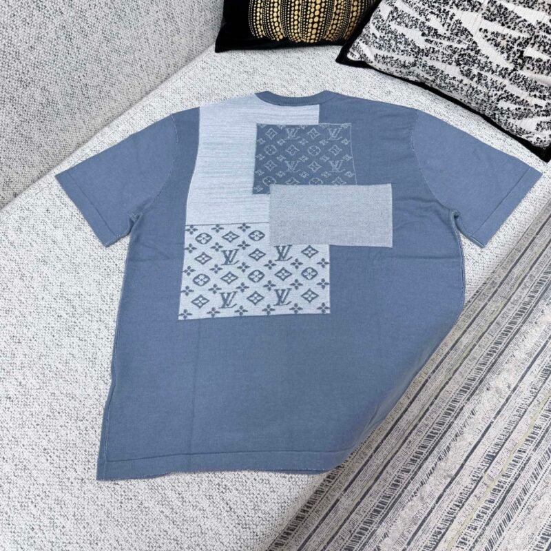 LV26ss New Floral Plaid Knitted Short-Sleeved T-ShirtM6050104
