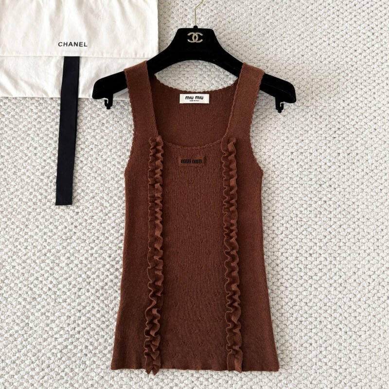 Miu Miu Lace-edge Knitted Cotton Tank Top W6050504