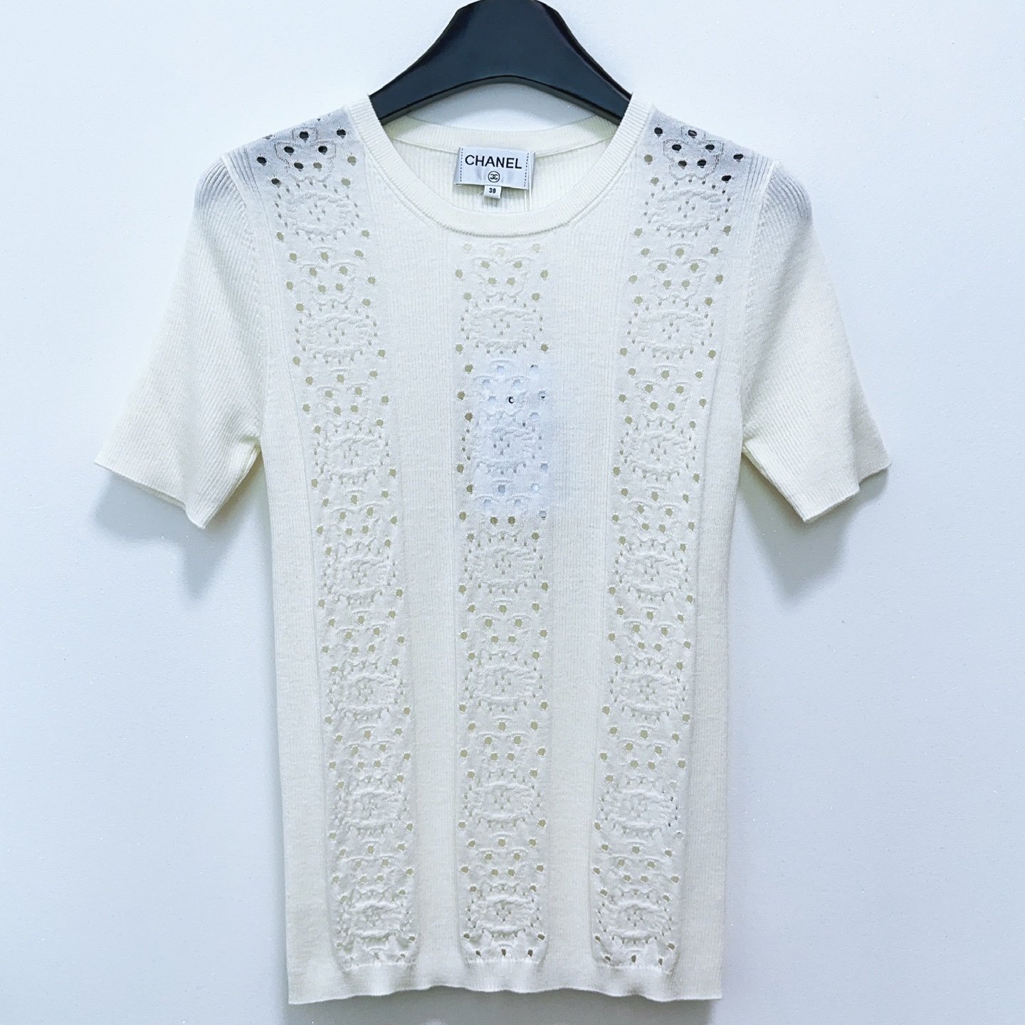 Chanel Hollow Out Crew Neck T-Shirt W6050704 - Image 2