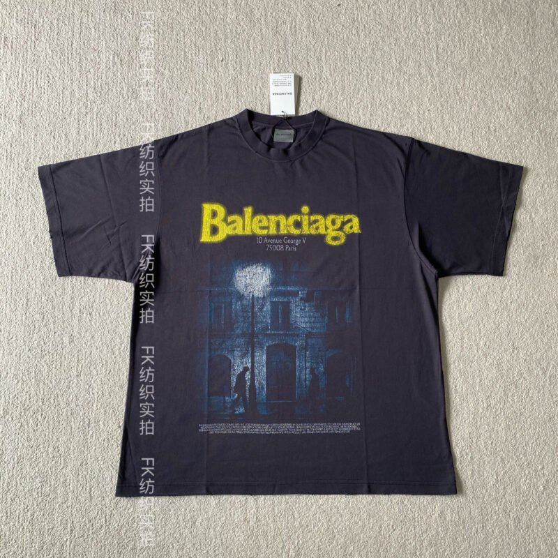BA Street Lamp Print Round Neck Short Sleeve ShirtM6050801