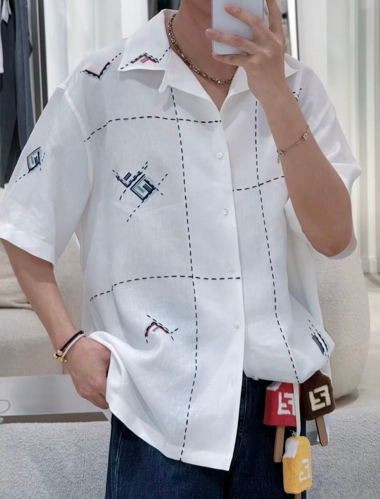 Fendi 2026 Spring/Summer collection - new bowling collar and short-sleeved shirts.M6051007 - Image 3