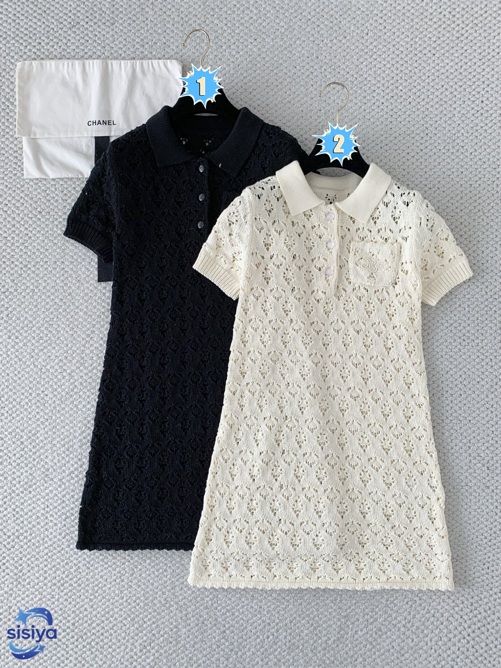 CELINE Mini dress in cotton pointelle W6051102