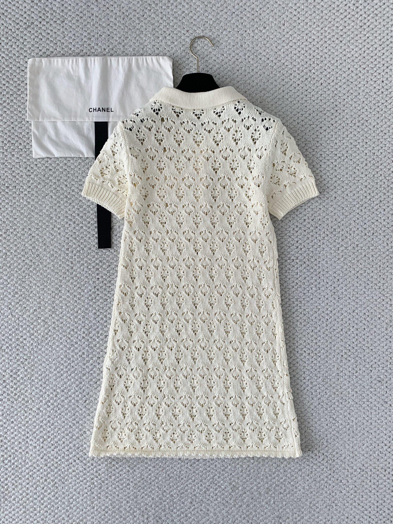 CELINE Mini dress in cotton pointelle W6051102 - Image 3