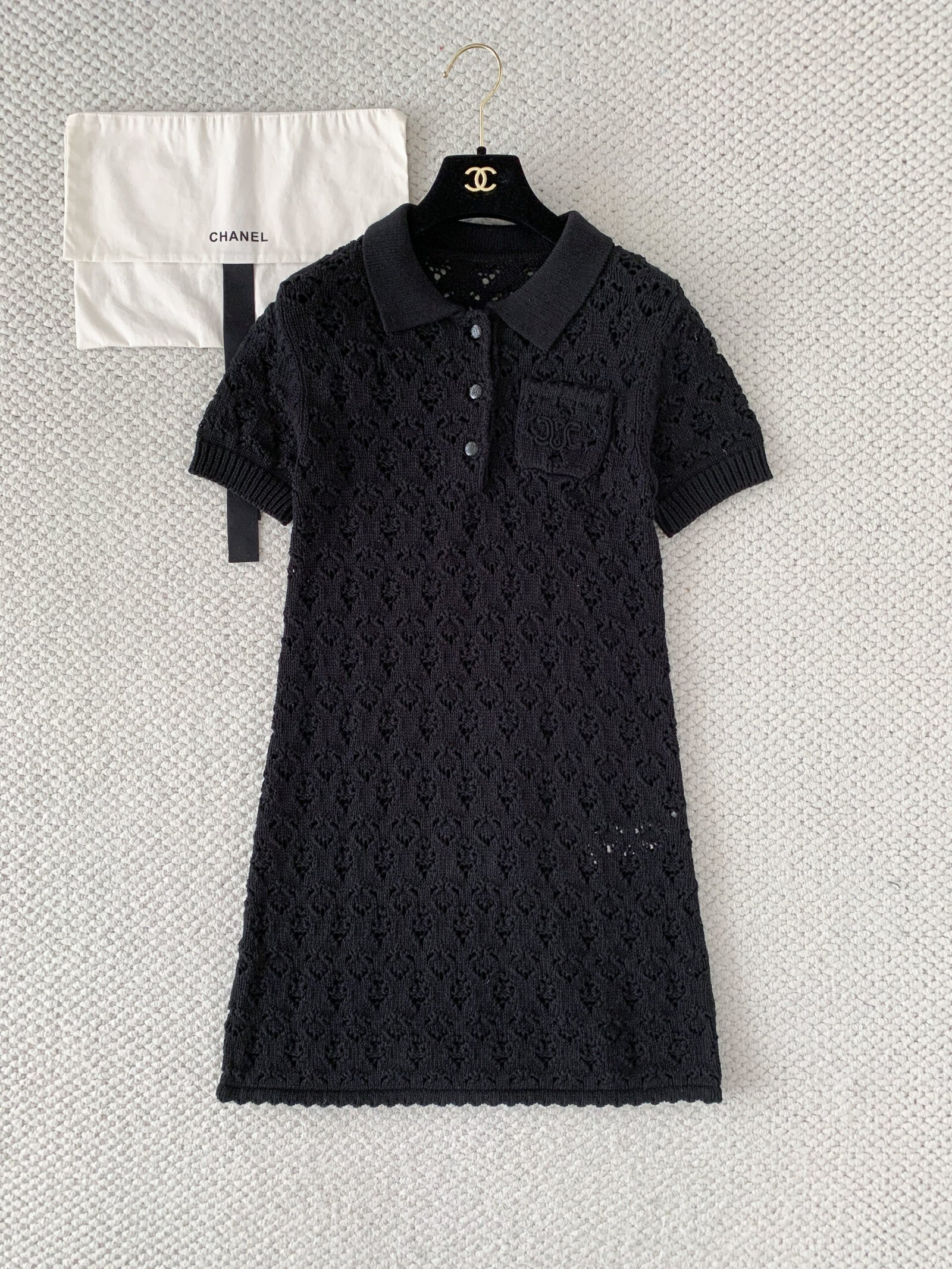 CELINE Mini dress in cotton pointelle W6051102 - Image 4