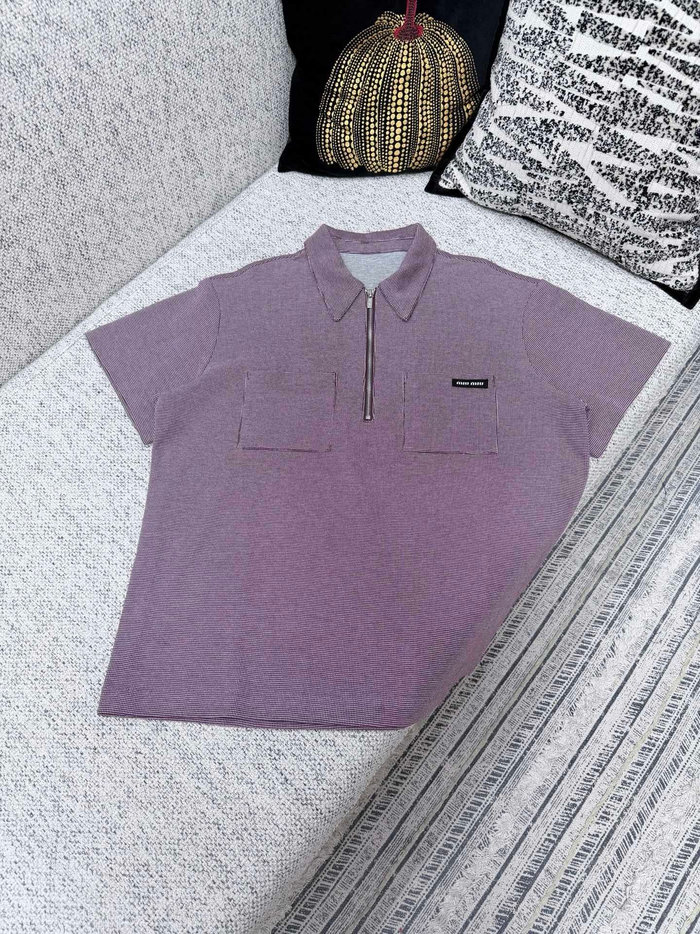 MIUMIU 26ss Spring/Summer Knit Polo Shirt T-Shirt Short SleeveM6051106 - Image 2