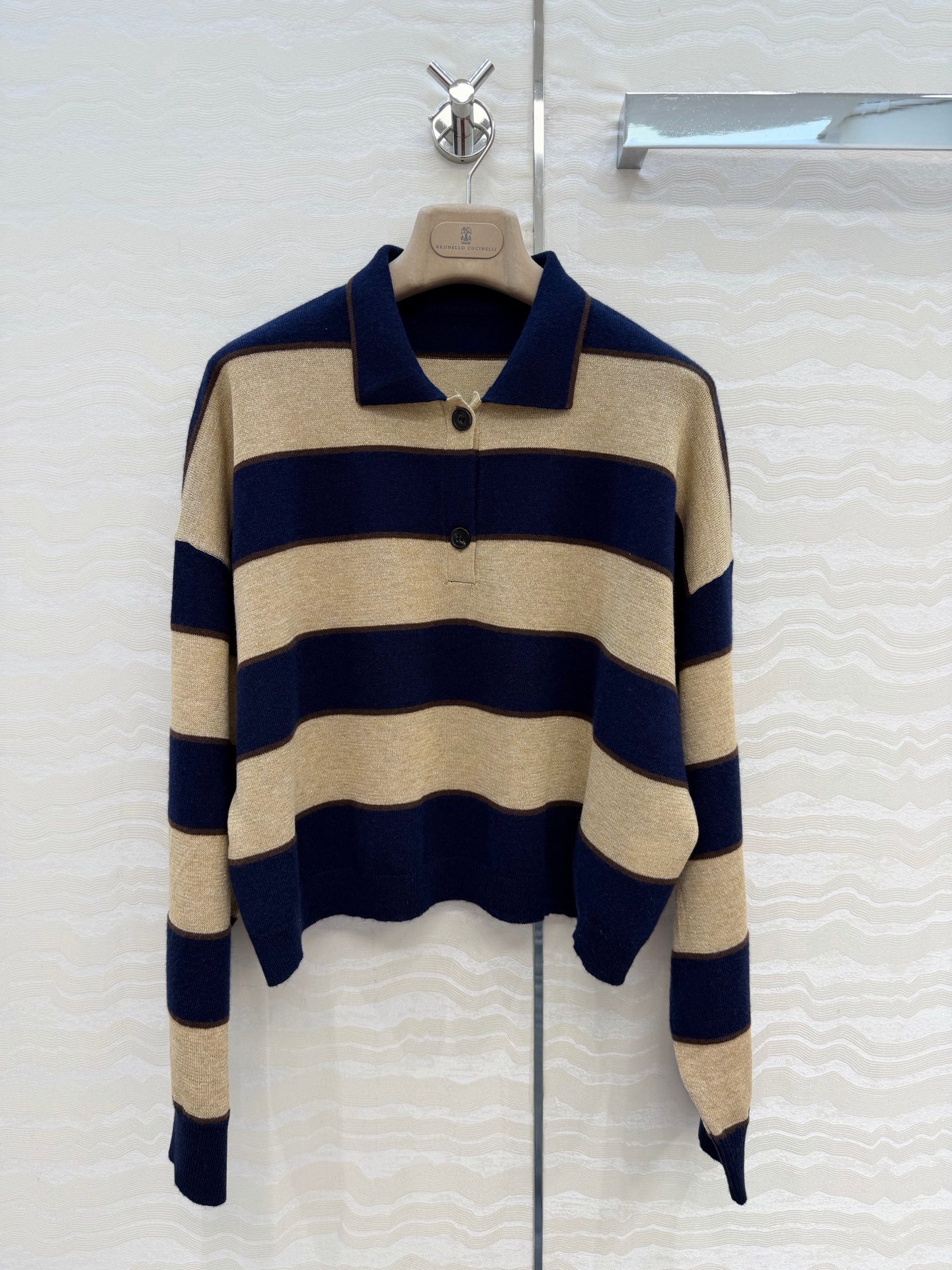 Brunello Cucinelli Striped Collar Knit Shirt W6051201 - Image 2