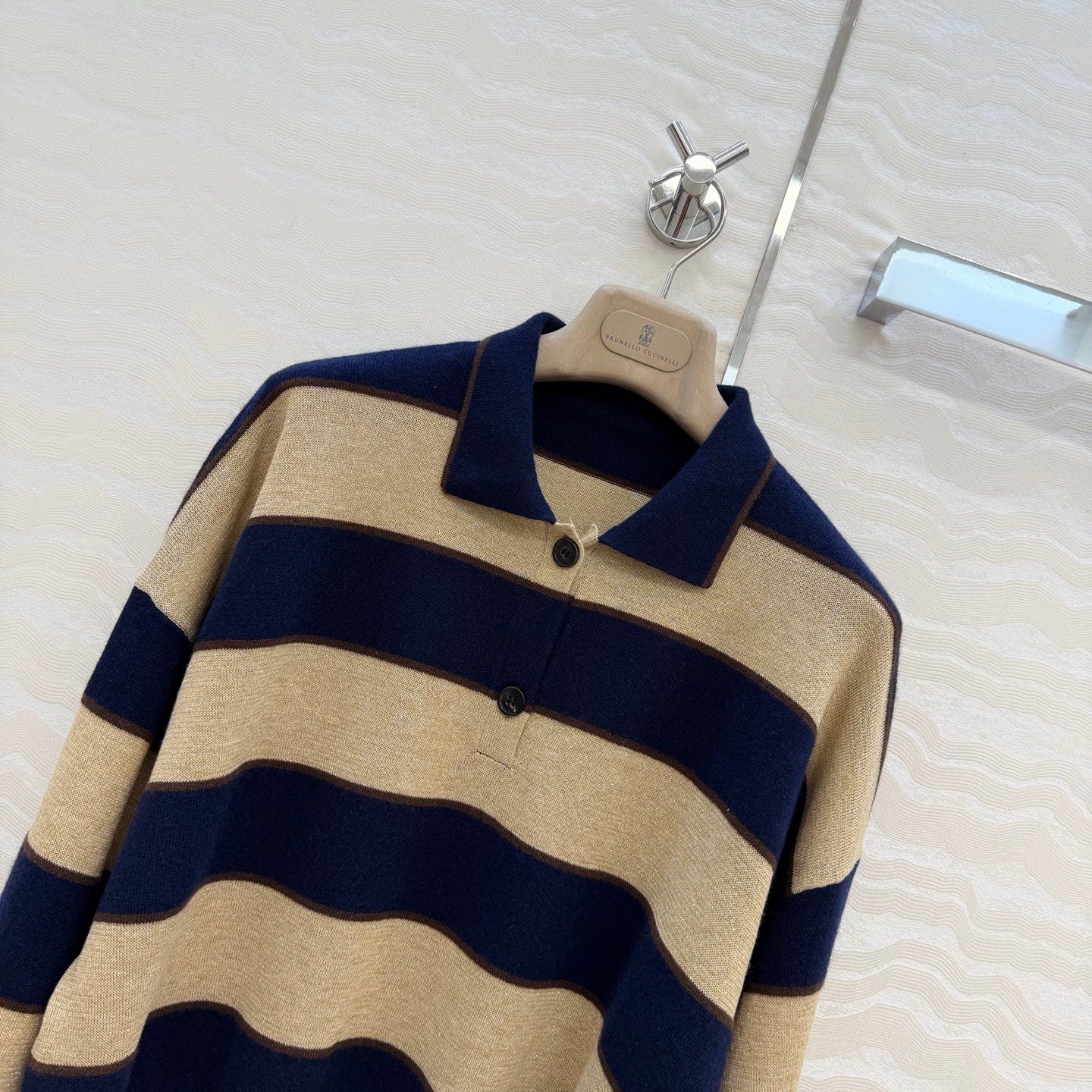 Brunello Cucinelli Striped Collar Knit Shirt W6051201 - Image 3