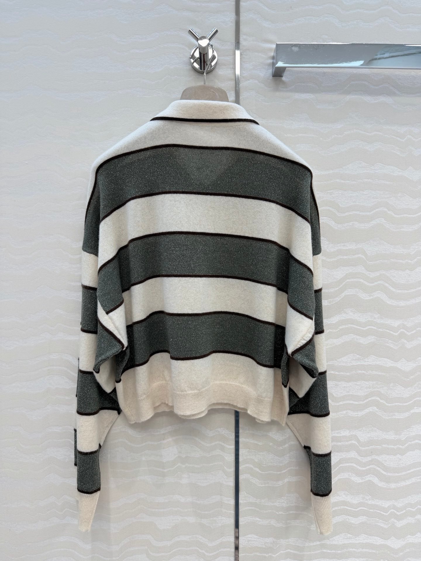 Brunello Cucinelli Striped Collar Knit Shirt W6051201 - Image 7
