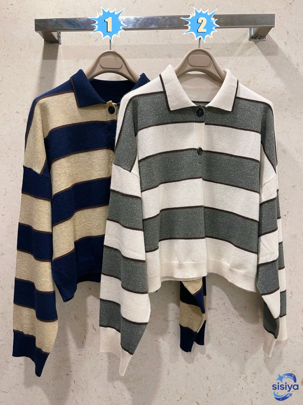 Brunello Cucinelli Striped Collar Knit Shirt W6051201
