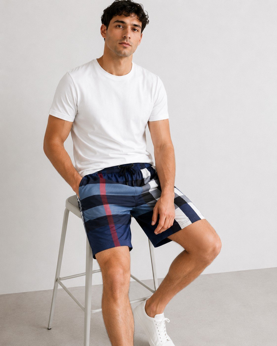 Classic checkered beach pants M6051803 - Image 3