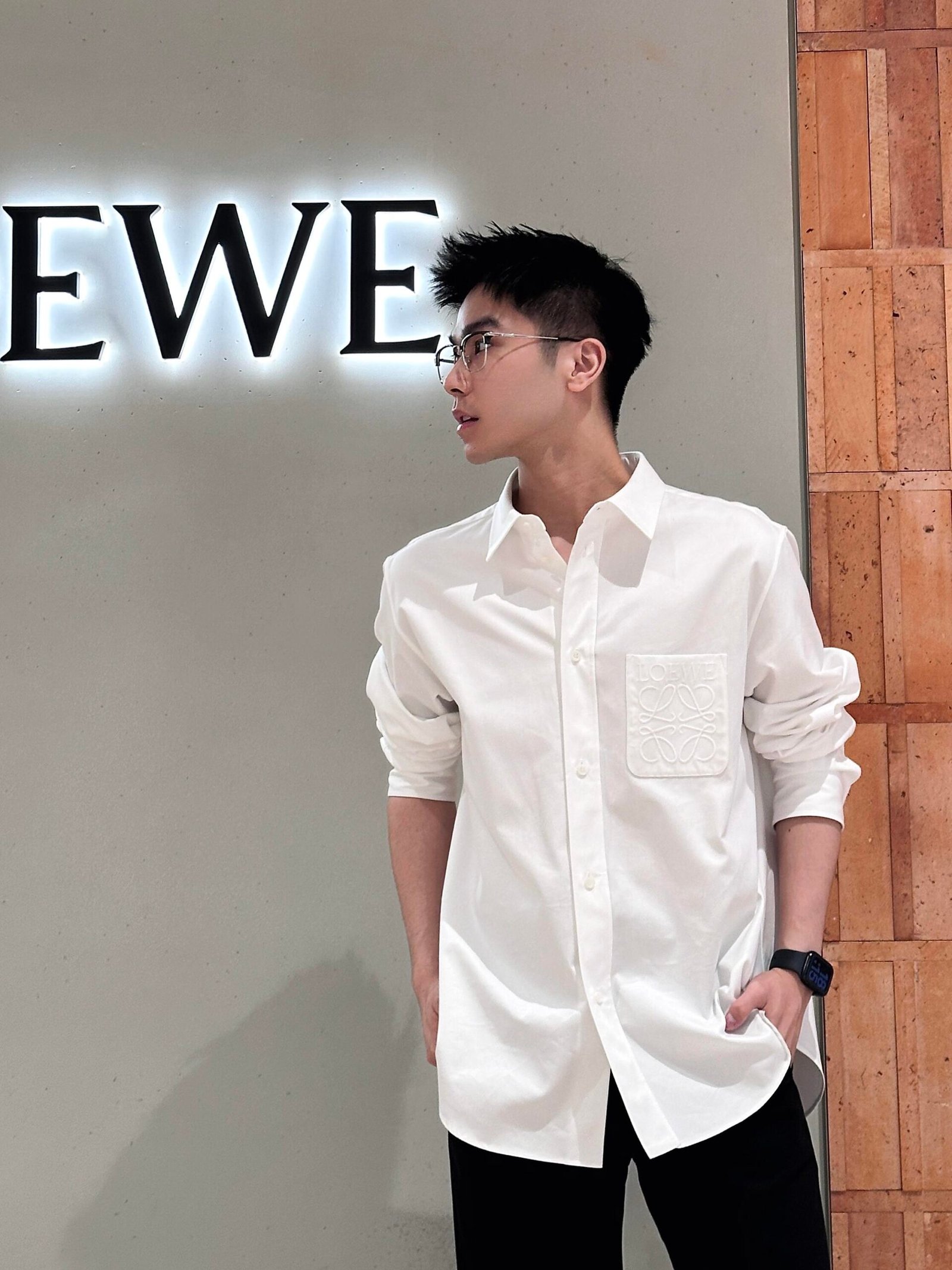 LOEWE 26SS Cotton Embroidered LOGO Logo Long-Sleeved Shirt M6051902 - Image 2