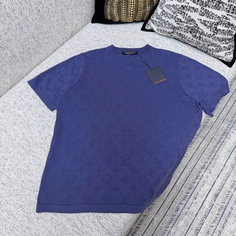 LOUIS VUITTON Full-patterned dark-textured letter jacquard knitted short-sleeved shirt M6052001