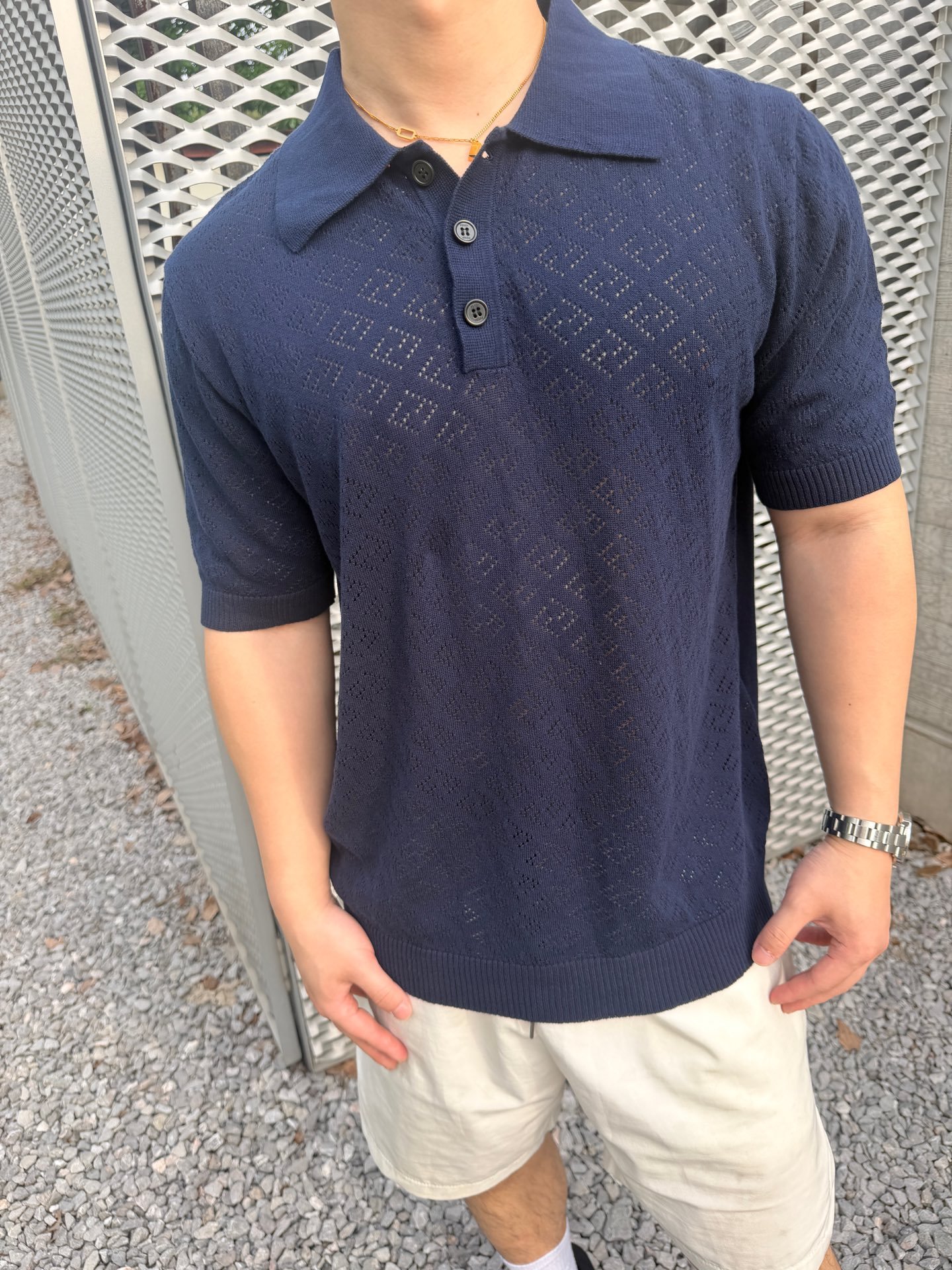 Fendi FF Jacquard Polo-neck Knit Shirt M6052105 - Image 4