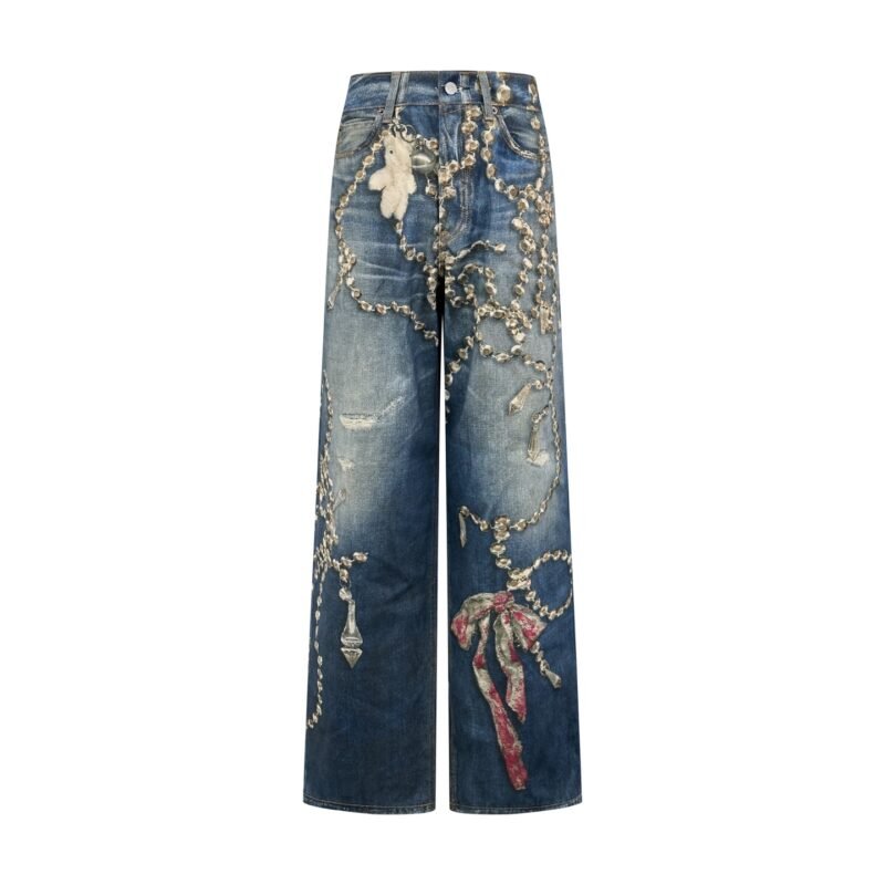 Acne Studios' misperception print-dyed distressed denim pants M6052107