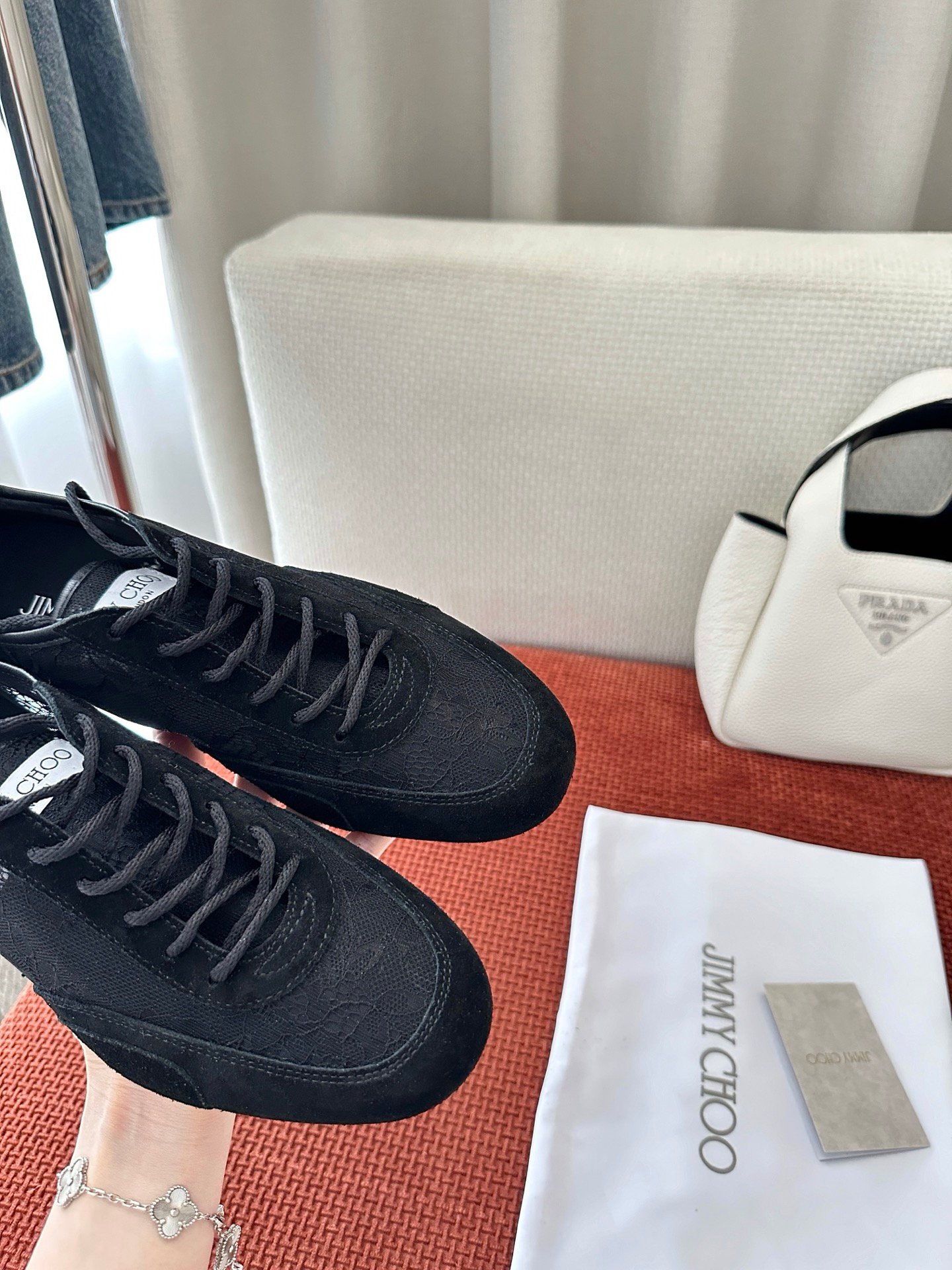 Jimmy Choo Sunny Lace Low-Top Sneakers B6051903 - Image 6