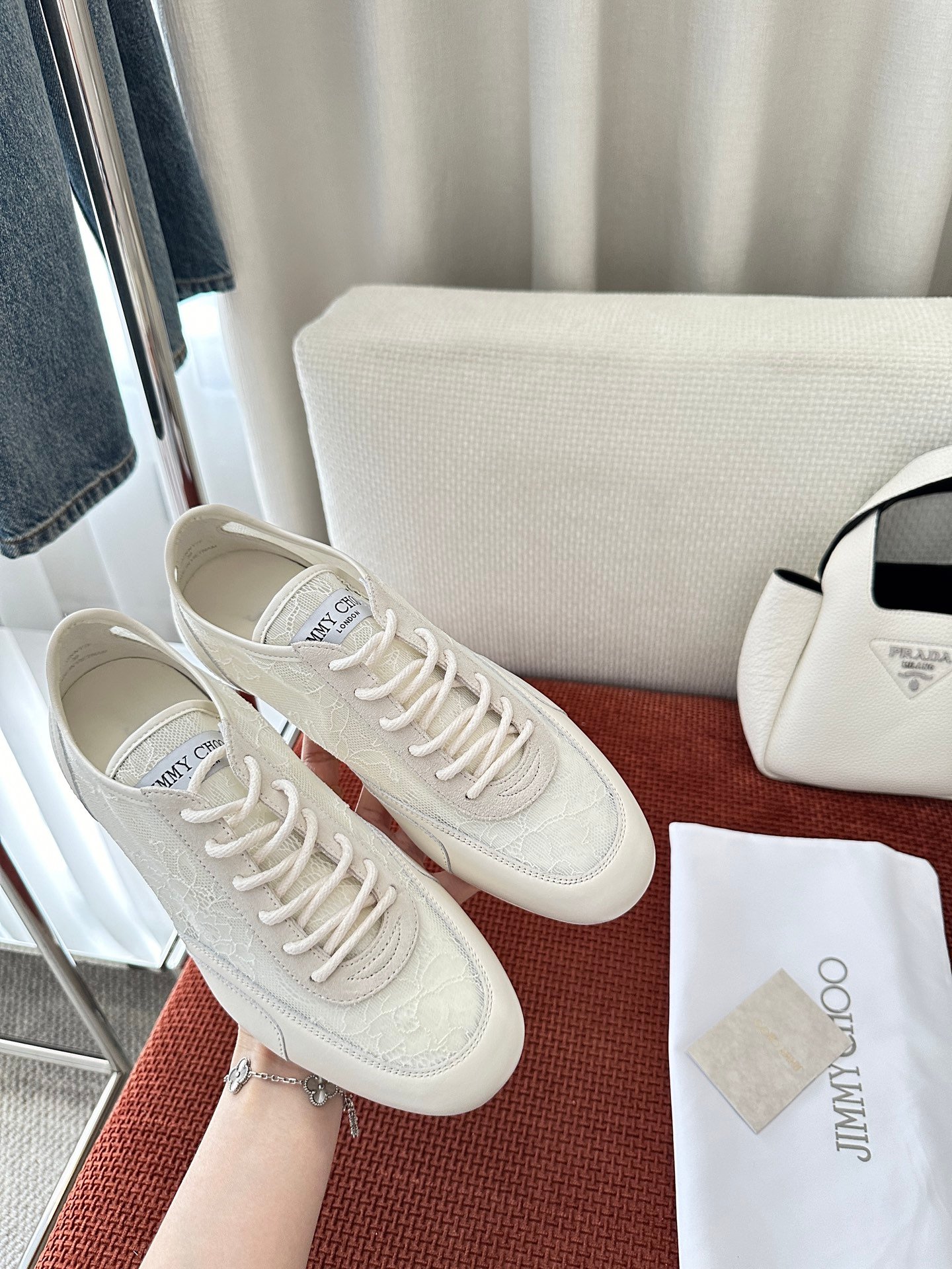Jimmy Choo Sunny Lace Low-Top Sneakers B6051903 - Image 8