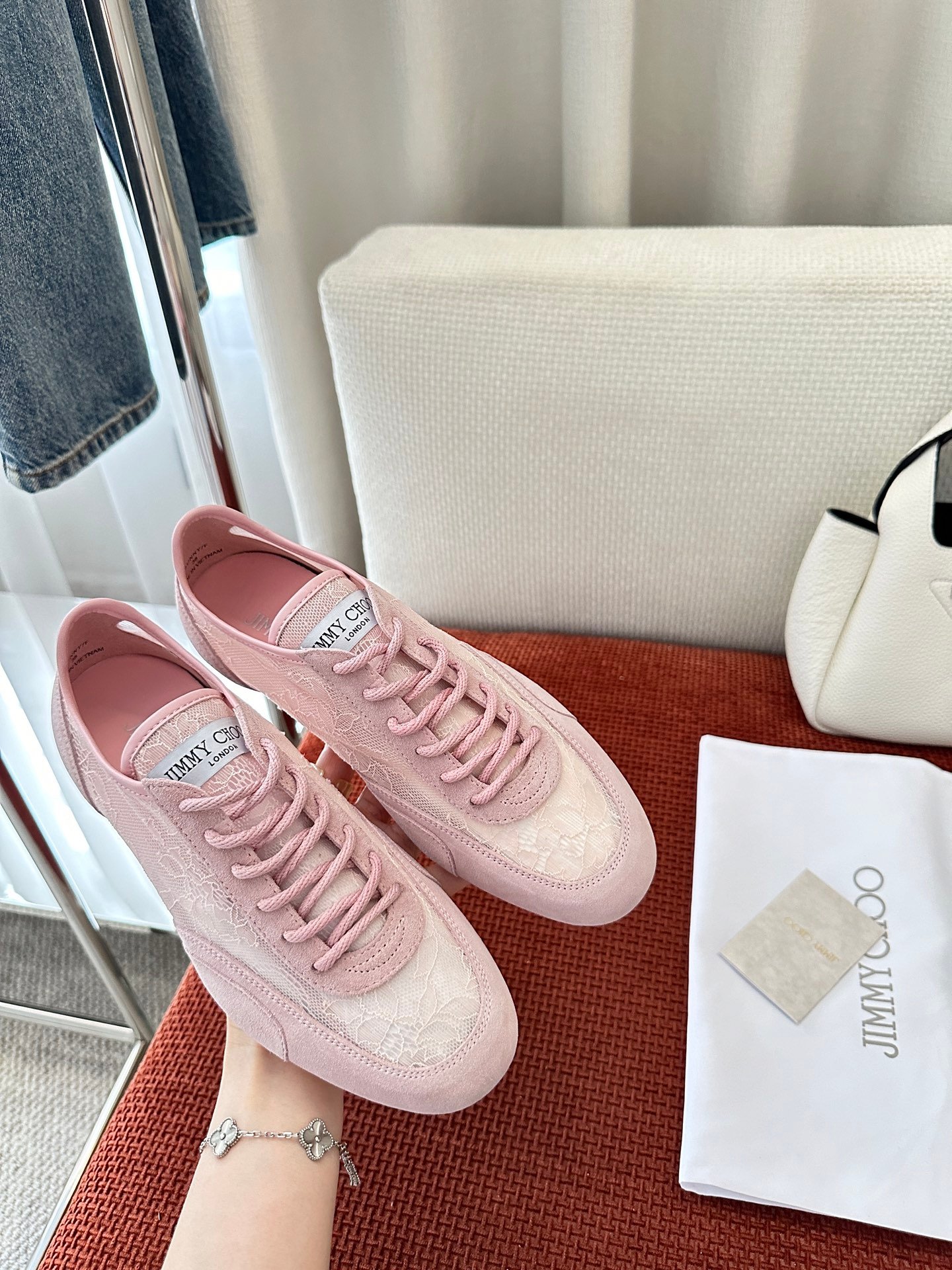 Jimmy Choo Sunny Lace Low-Top Sneakers B6051903 - Image 10