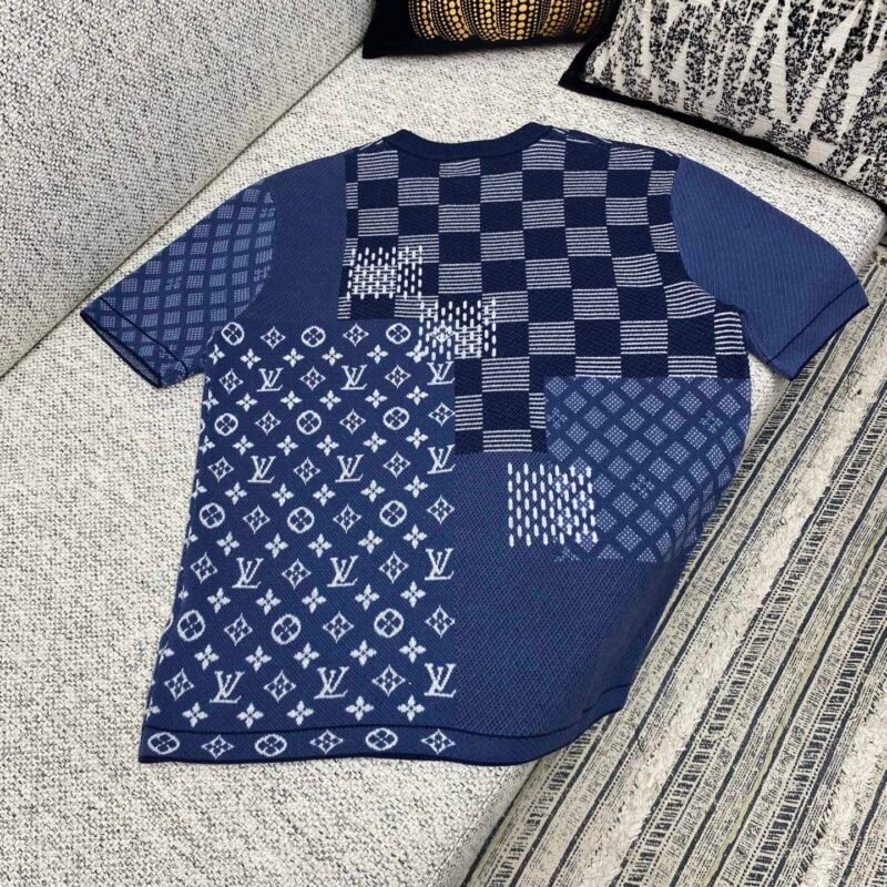 1v Checkered jacquard wool short sleeve shirt M6052002