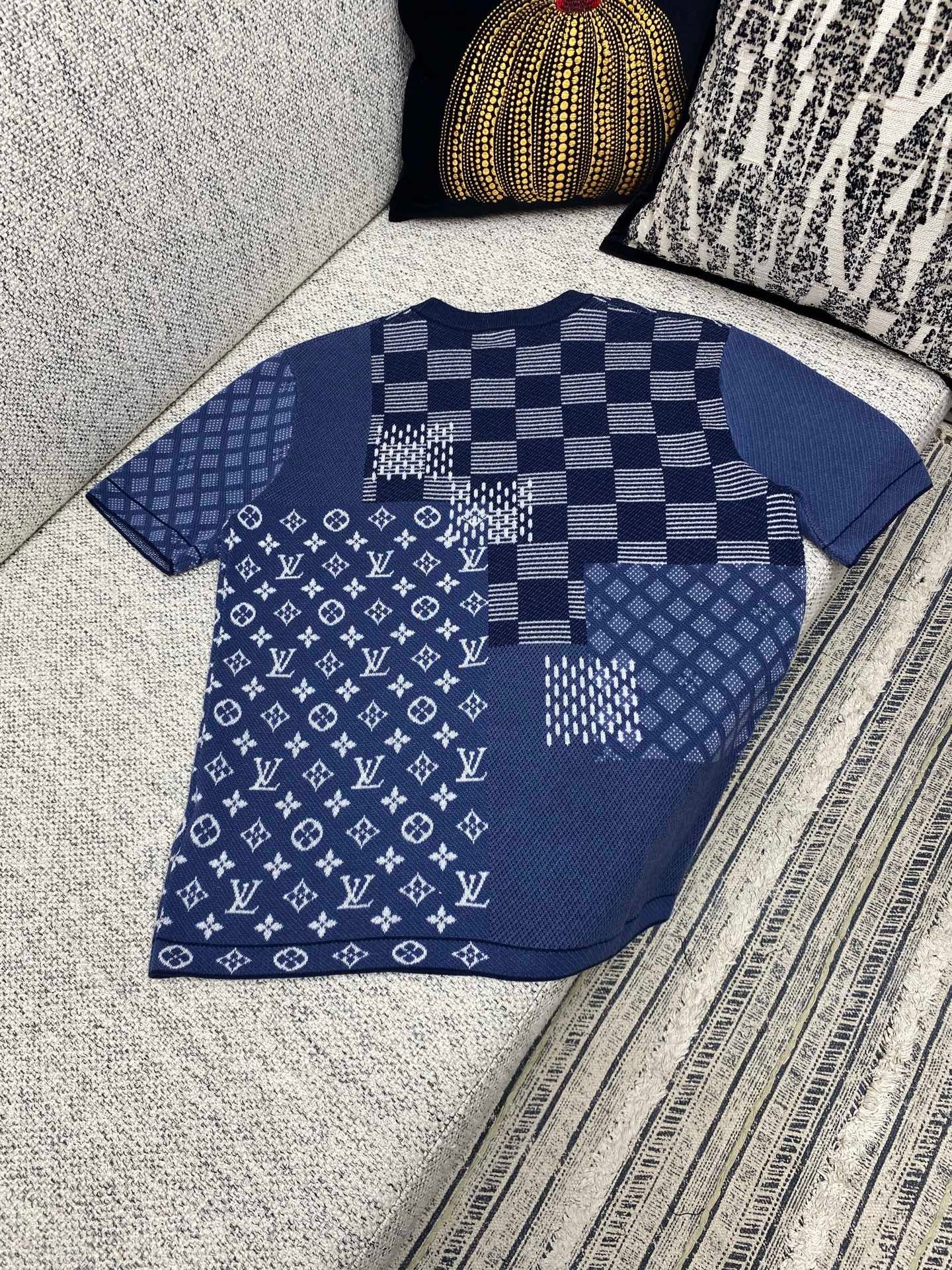 1v Checkered jacquard wool short sleeve shirt M6052002