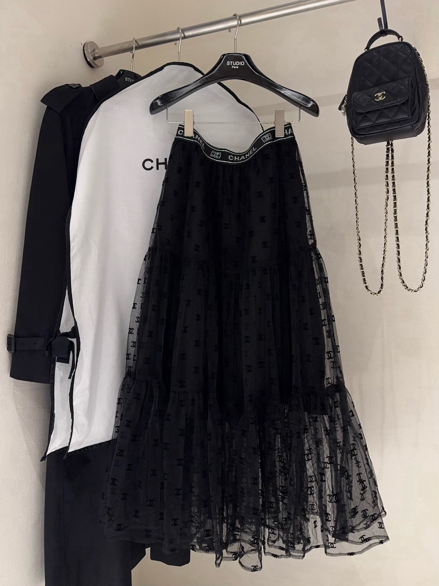 Chanel multi-layered chiffon half-length dress W6052104