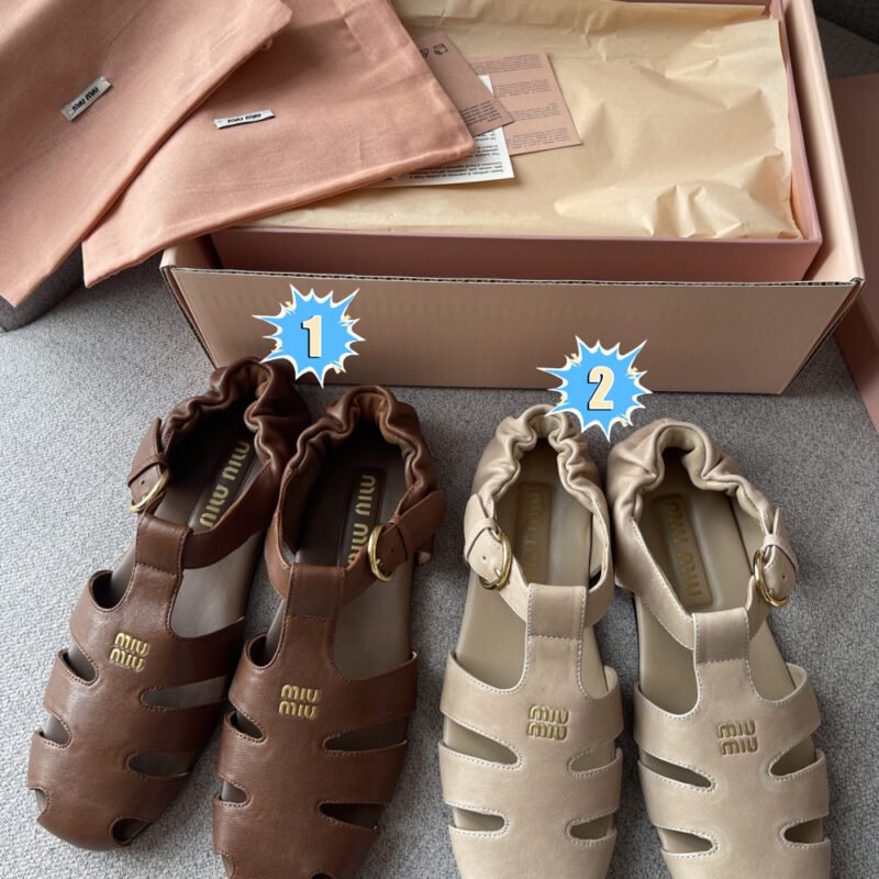 Miu Miu Ruches Nappa Leather Fisherman Sandals B6052101
