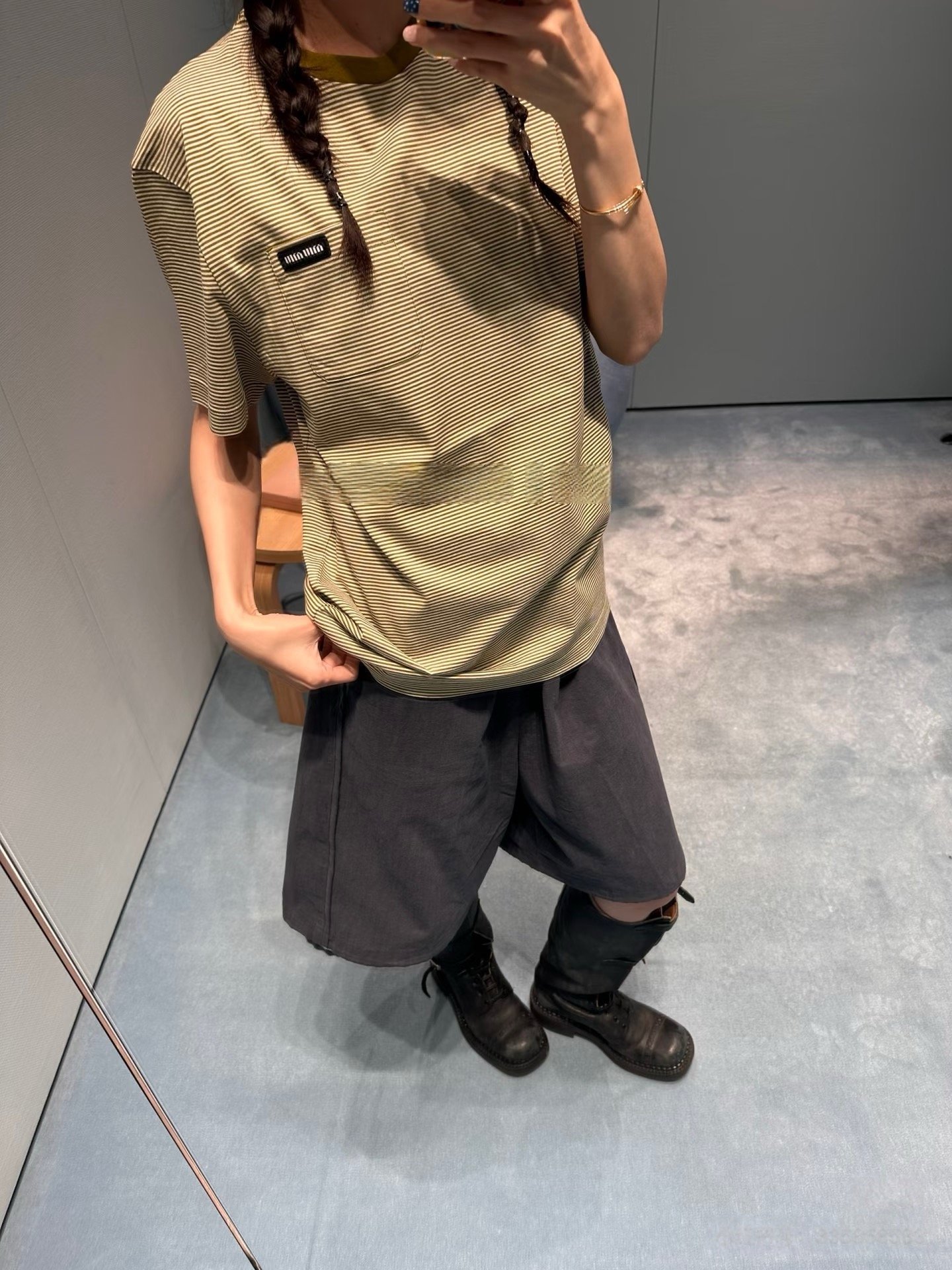 Miu Miu Ivory/olive Cotton T-shirt W6052204 - Image 6